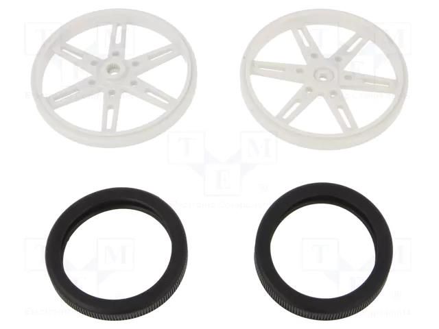 Wheel; white; Shaft: knurled; push-in,screw; Ø: 70mm; W: 8mm; 2pcs. POLOLU POLOLU-4929