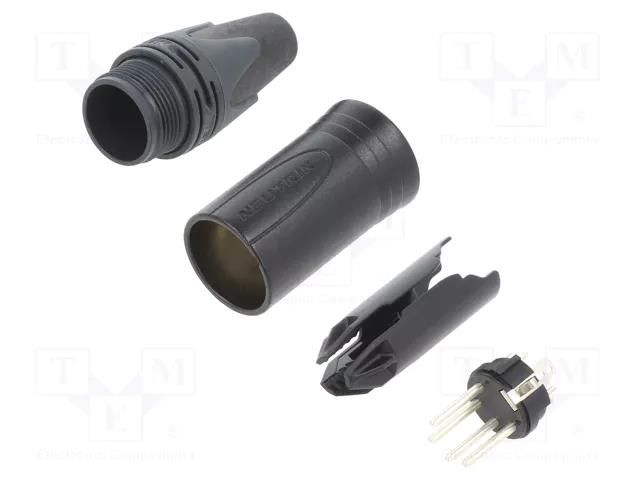 Connector: XLR; plug; male; XX; 10A; PIN: 4; straight; for cable NEUTRIK NTR-NC4MXX-BAG
