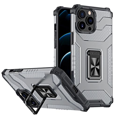 Crystal Ring Case Kickstand Tough Rugged Cover for iPhone 12 Pro Max black, Hurtel 5907769333071