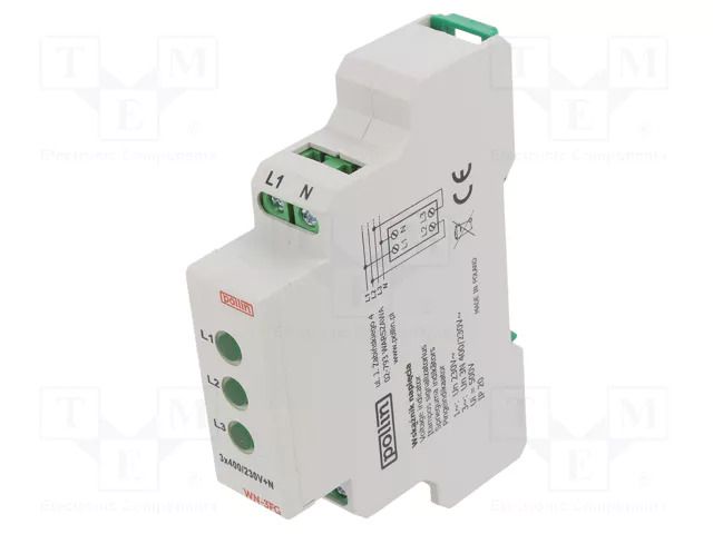 Module: voltage indicator; 3x400VAC; IP20; for DIN rail mounting POLLIN WN-3FG