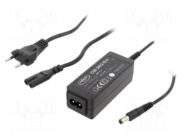 Power supply: switching; 12VDC; 2A; Out: 5,5/2,5; 24W; 90÷264VAC CELLEVIA POWER CLD-2412-T2-E25