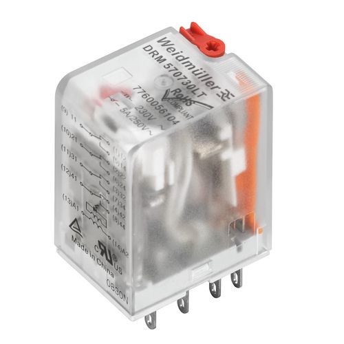 DRM270730LT Au Relay,230 V AC, 4CO, AgNi gold-plated, 5 A, Plug-in connection, LED, TEST, Weidmuller 7760056190 4032248922291