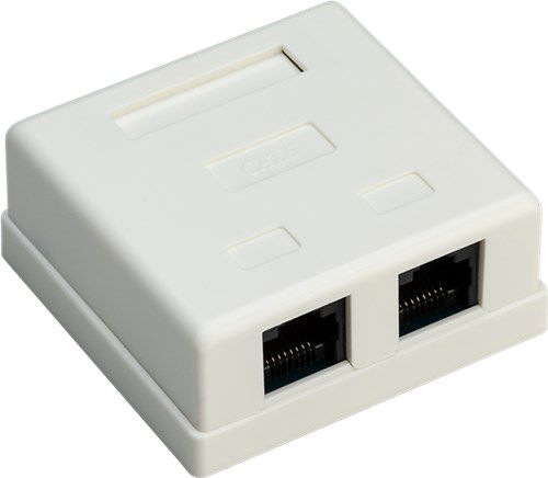 2-port RJ45 Surface Mount Installation Box, CAT 6, UTP, white - unshielded 77633