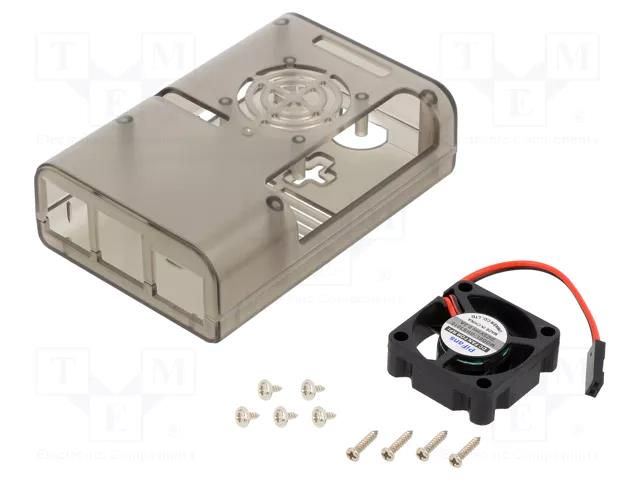 Enclosure: for computer; Raspberry Pi 4 B; grey; X: 90mm; Y: 59mm  DNG-16188