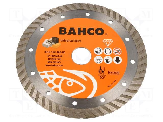 Cutting diamond wheel; Ø: 150mm; Øhole: 22.23mm; Disc thick: 3mm BAHCO SA.3916-150-10S-UE