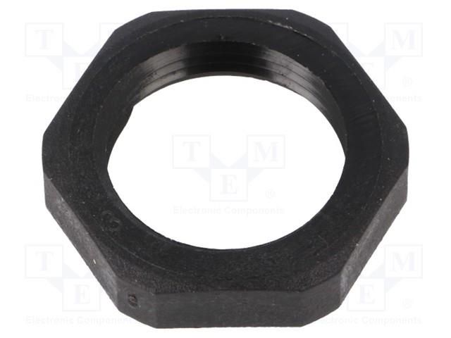 Nut; Thread: PG; polyamide; PMAFIX MN; black; 27mm; Thread: PG13,5 PMA I-BMN-13