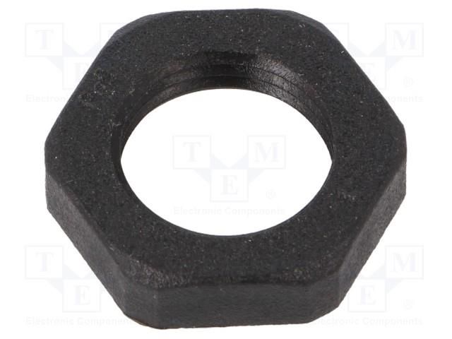 Nut; Thread: PG; polyamide; PMAFIX MN; black; 22mm; Thread: PG9 PMA I-BMN-09