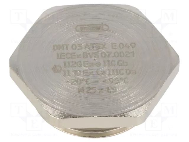 Stopper; M25; 1.5; IP68; brass; Plating: nickel; V-Ms-Ex; with seal HUMMEL HUMMEL-1197250050