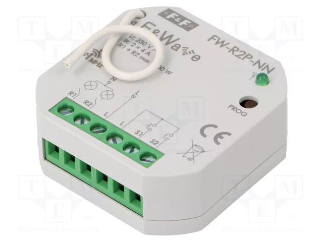 Relay; flush mount; 85÷265VAC; 85÷265VDC; 230VAC; NO x2; IP20; 100m F&F FW-R2P-NN