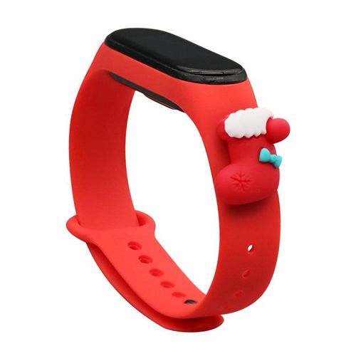 Strap Xmas Wristband for Xiaomi Mi Band 4 / Mi Band 3 Christmas Silicone Strap Bracelet Red (Sock), Hurtel 5907769331091 5907769331091