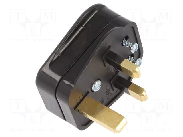 Connector: AC supply; plug; 2P+PE; 250VAC; 3A; black; PIN: 3; angled LIAN DUNG PC-GB03