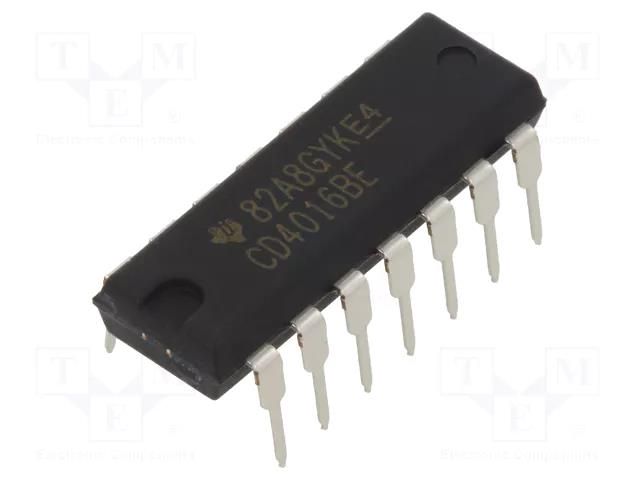 IC: analog switch; multiplexer; Ch: 4; Outputs: 1; DIP14; 3÷18VDC NTE Electronics NTE4016B