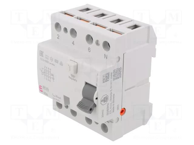 RCD breaker; Inom: 16A; Ires: 30mA; Poles: 4; 230V,400V; IP20; EFI ETI POLAM 002061510