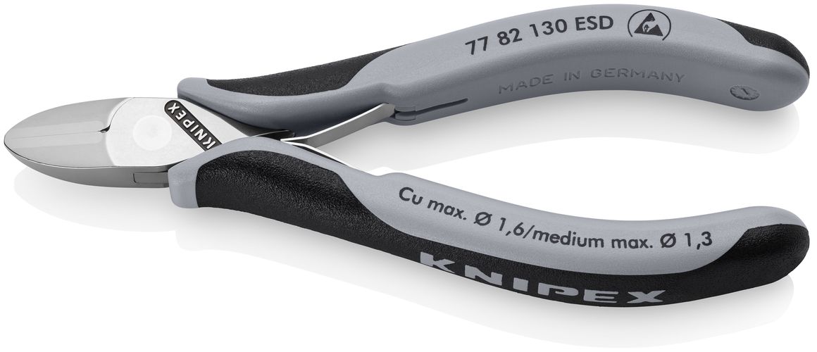 KNIPEX 77 82 130 ESD Electronics Diagonal Cutters ESD with box joint with multi-component handles 130 mm 77 82 130 ESD 4003773089179