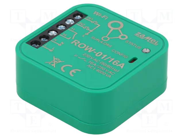Single channel controller; flush mount; 230VAC; IP20; SUPLA; IN: 1 ZAMEL ROW-01/16A