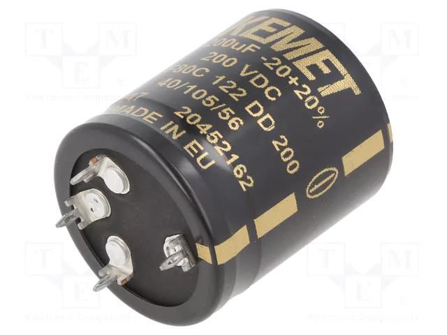 Capacitor: electrolytic; SNAP-IN; 1200uF; 200VDC; Ø35x40mm; ±20% KEMET ALF80C122DD200