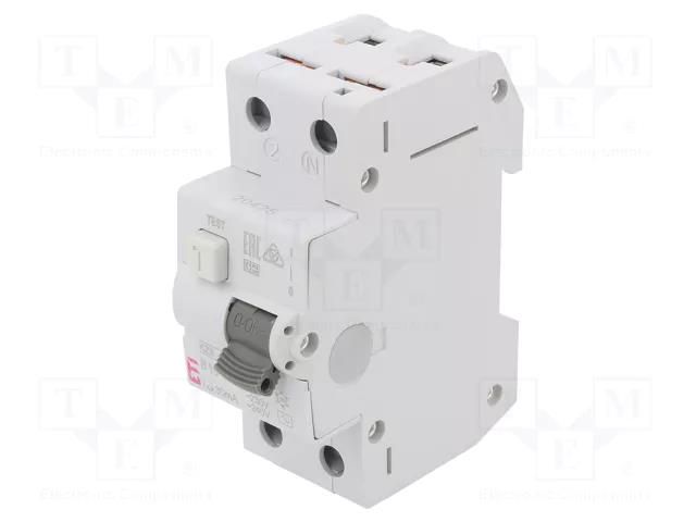 RCBO breaker; Inom: 16A; Ires: 30mA; Poles: 2; 230/400VAC; IP20; KZS ETI POLAM 002173104