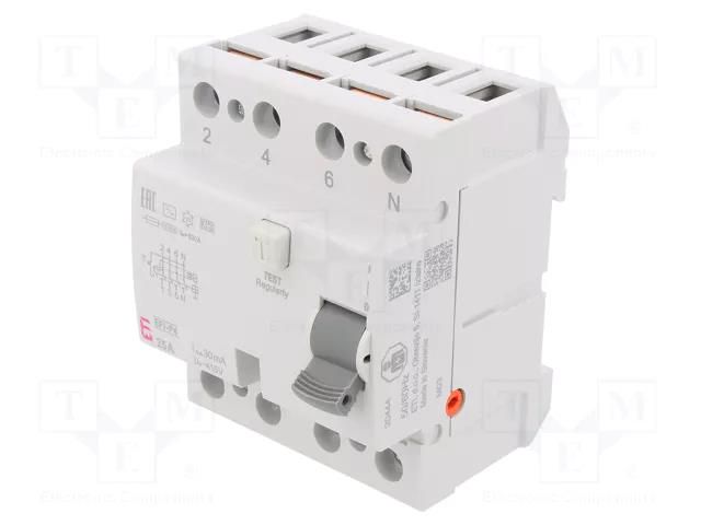 RCD breaker; Inom: 25A; Ires: 30mA; Poles: 4; 230V,400V; IP20; EFI ETI POLAM 002061611
