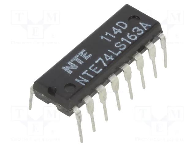 IC: digital; 4bit,binary counter,synchronous; TTL; THT; DIP16 NTE Electronics NTE74LS163A
