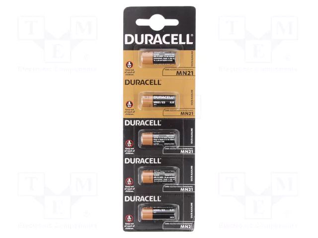 Battery: alkaline; 23A,8LR932,A23; 12V; non-rechargeable; 5pcs. DURACELL BAT-23A/DR-B5