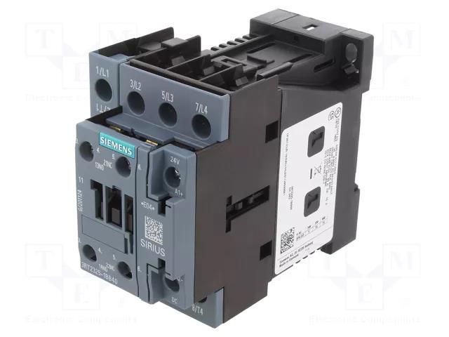 Contactor: 4-pole; NO x4; Auxiliary contacts: NO + NC; 24VDC; 690V SIEMENS 3RT2325-1BB40