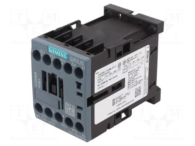 Contactor: 4-pole; NO x4; 230VAC; 9A; 3RT23; screw terminals; 690V SIEMENS 3RT2316-1AP00