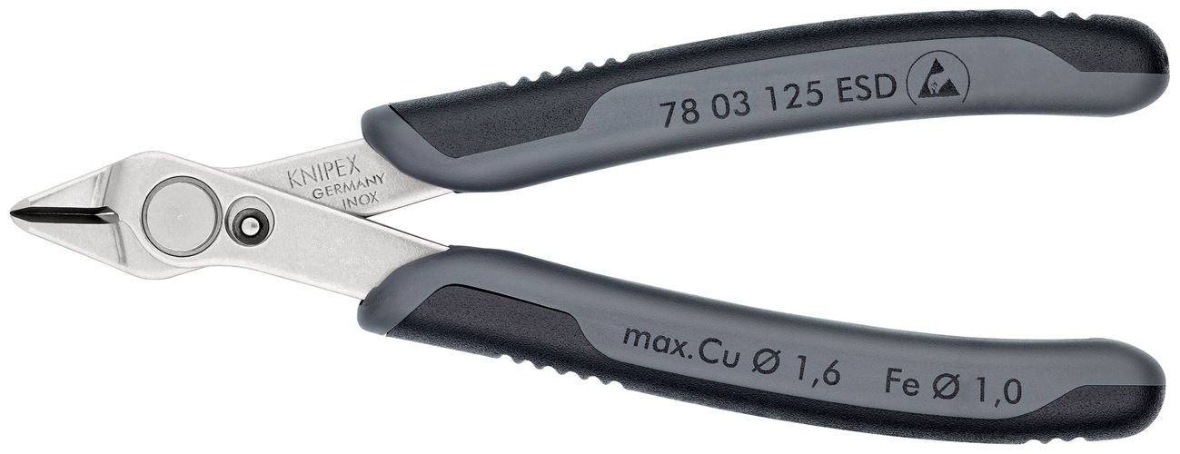 KNIPEX 78 03 125 ESD Electronic Super Knips® ESD with multi-component handles 125 mm 78 03 125 ESD 4003773025146