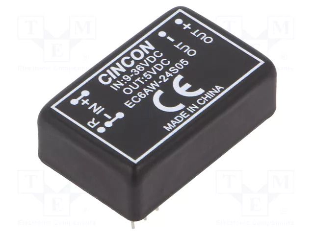 Converter: DC/DC; 8W; Uin: 9÷36VDC; Uout: 5VDC; Iout: 1600mA; THT CINCON EC6AW-24S05