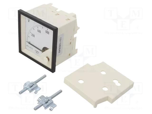 Voltmeter; on panel; VDC: 0÷600V; Class: 1.5; Umax: 600V; 72x72mm LUMEL MA17N-A61600000000