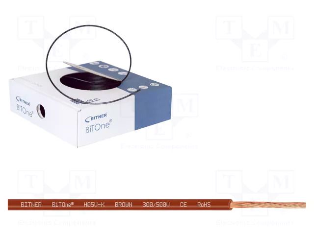Wire; BiTOne,H05V-K; stranded; Cu; 1mm2; PVC; brown; 300V,500V; 100m BITNER BITNER-IG2052.09