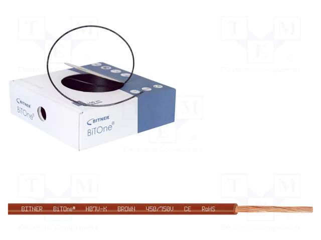 Wire; BiTOne,H07V-K; stranded; Cu; 2.5mm2; PVC; brown; 450V,750V BITNER BITNER-IG2001.09