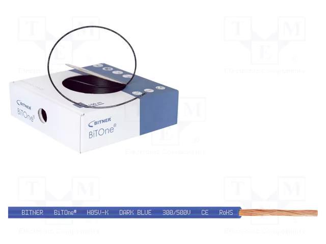 Wire; BiTOne,H05V-K; stranded; Cu; 0.75mm2; PVC; dark blue; 100m BITNER BITNER-IG2051.44