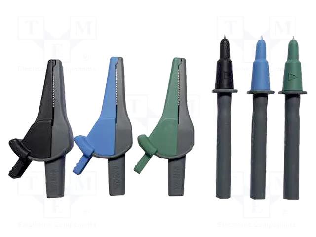 Test leads; black,blue,green; test probes x3,aligator clip x3 BEHA-AMPROBE 370014