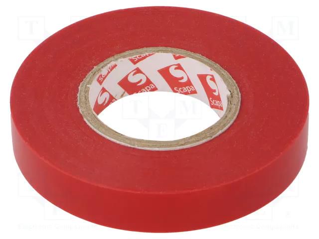 Tape: electrical insulating; W: 12mm; L: 25m; Thk: 0.13mm; red; 180% SCAPA SCAPA-2702A-12/25R
