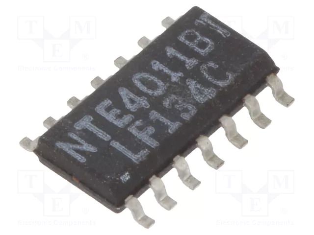 IC: digital; NAND; Ch: 4; IN: 2; CMOS; SMD; SO14; 3÷18VDC; -55÷125°C NTE Electronics NTE4011BT