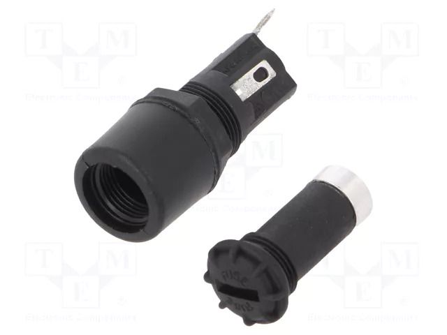 Fuse holder; 5x20mm; 250V; on panel; black; UL94V-0; -20÷85°C BULGIN FX0463