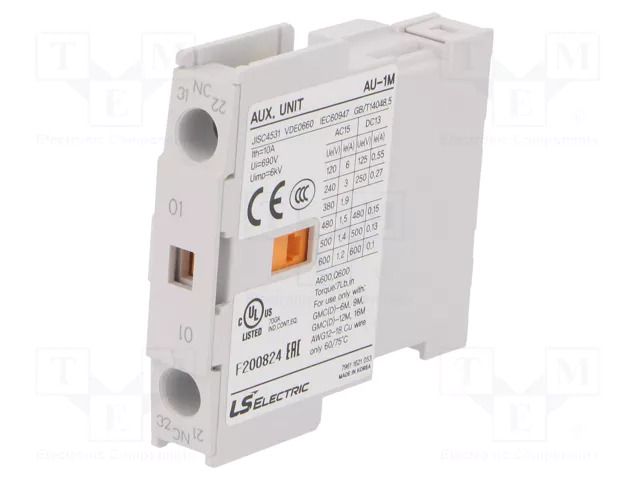 Auxiliary contacts; Leads: screw terminals; side; Contacts: NC LS ELECTRIC AU-1M-1B
