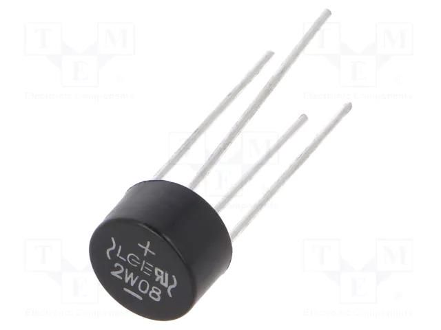 Bridge rectifier: single-phase; Urmax: 800V; If: 2A; Ifsm: 50A; WOM LUGUANG ELECTRONIC 2W08-LGE