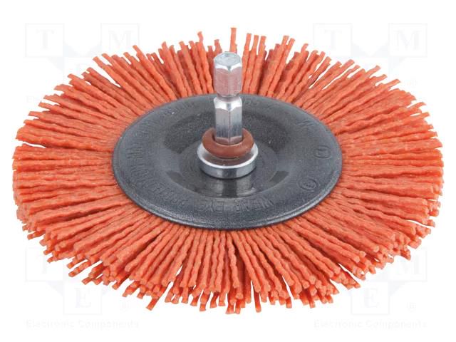 Wheel brush; 100mm; Mounting: 1/4",hexagonal; wire WOLFCRAFT WF1502000
