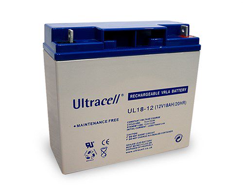 UL lead acid battery 12 V, 18 Ah (UC18-12), white-blue - Thread (M5) lead acid battery, VdS 78249