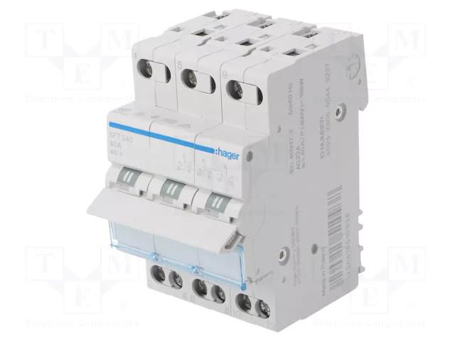 Module: toggle switch; Poles: 3; 230VAC; 40A; IP20; Stabl.pos: 3 HAGER SFT340