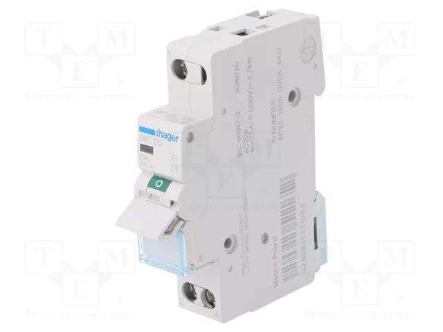 Switch-disconnector; Poles: 1; for DIN rail mounting; 25A; 230VAC HAGER SBT125
