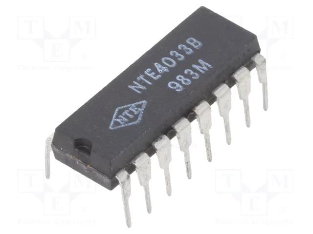 IC: digital; divider,decade counter; CMOS; THT; DIP16; 3÷18VDC NTE Electronics NTE4033B