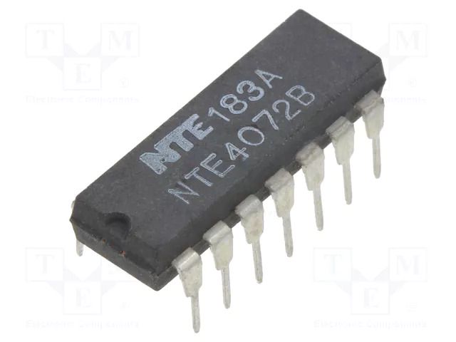 IC: digital; OR; Ch: 2; IN: 4; CMOS; THT; DIP14; 3÷18VDC; -55÷125°C NTE Electronics NTE4072B