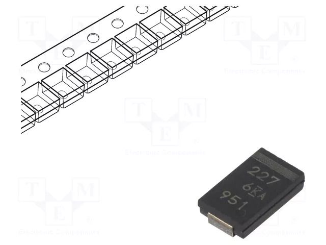 Capacitor: tantalum-polymer; low ESR; 220uF; 6.3VDC; 139uA; V; 2917 KEMET T598V227M006ATE025