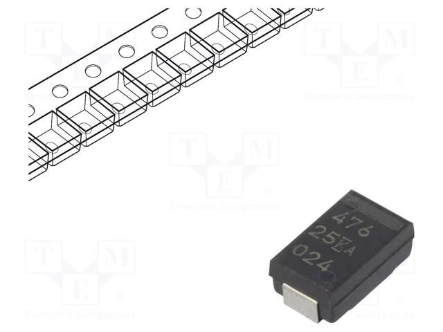 Capacitor: tantalum-polymer; low ESR; 47uF; 25VDC; D; 2917; SMD KEMET T598D476M025AHS060