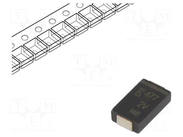 Capacitor: polymer; low ESR; 470uF; 2VDC; V; 2917; SMD; ESR: 3mΩ; A720 KEMET A720V477M002APE003