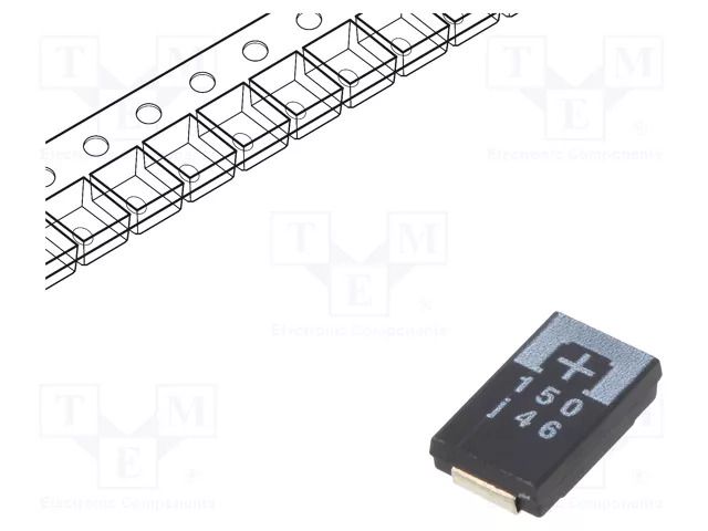 Capacitor: tantalum-polymer; low ESR; 150uF; 6.3VDC; 2800mA; SMD PANASONIC 6TPE150MI
