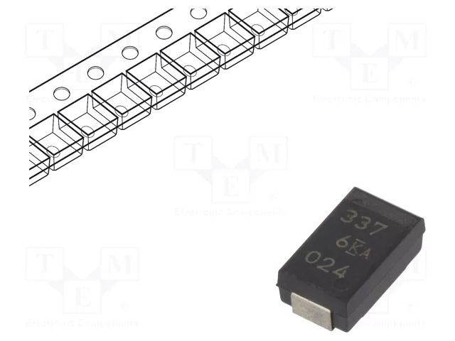 Capacitor: tantalum-polymer; low ESR; 330uF; 6.3VDC; D; 2917; SMD KEMET T598D337M006AHS025