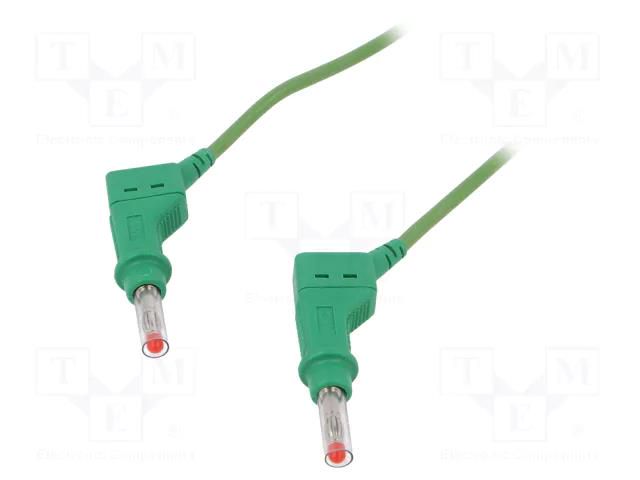 Test lead; 32A; banana plug 4mm,both sides; Urated: 600V; green STÄUBLI XZG425/SIL-05025